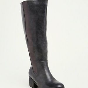 Faux Leather Knee-High Boots